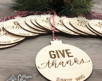 Bulk Custom Engraved ornament— Church Employee LDS Student Gift Decoration Christmas tree Holiday Laser cut Wooden Handlettered Tag