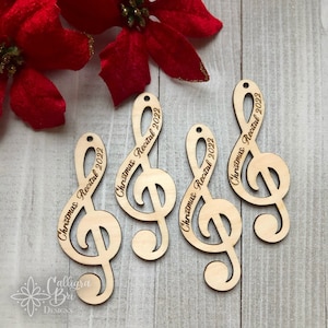 Bulk Musical Staff ornament— piano Recital Student Gift Decoration Custom Christmas tree Christmas Holiday Laser cut Wooden Handlettered Tag