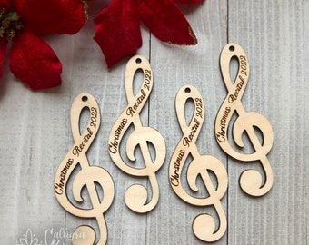 Bulk Musical Staff ornament— piano Recital Student Gift Decoration Custom Christmas tree Christmas Holiday Laser cut Wooden Handlettered Tag