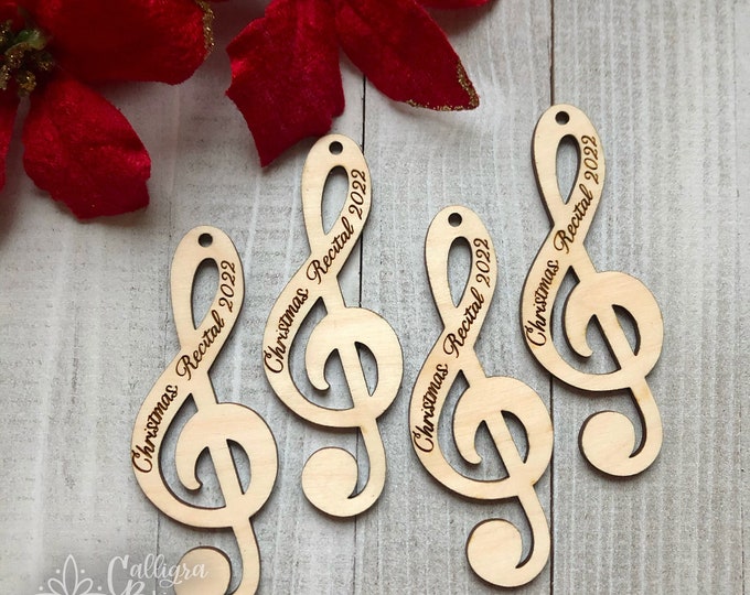 Christmas Music Notes Ornaments / Set 2 Ornaments / Xmas Hanging Hearts