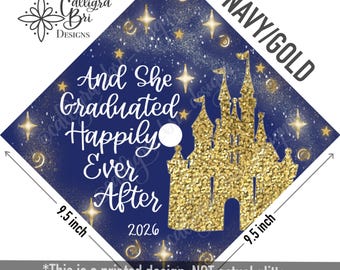 She Graduated Happily Ever After Grad Cap Topper Graduation gift Tassel custom grad quote cap decoration accessory Grad castle