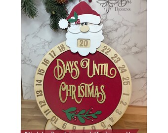 DIY Kit- Santa Clause Countdown to Christmas- Days Until Christmas- Holiday kit for kids family decoration- Holiday Activity Kits Craft