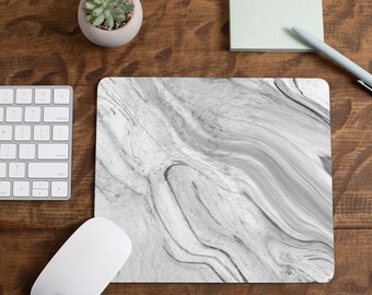 Marble Design Grey White Black Office Computer Desk Mouse Pad. Cute Mousepad. Fun Employee Coworker Desk Gift
