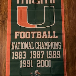 Miami Hurricanes NCAA National Championship Banner Flag