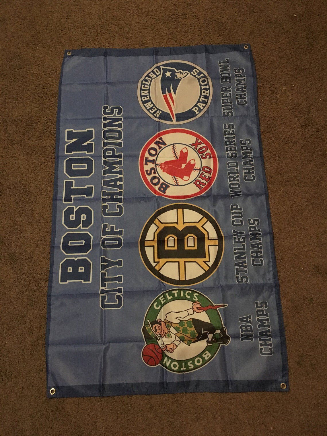 Boston City of Champions Banner Flag Red Sox Bruins Patriots Celtics Etsy