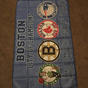 Boston City of Champions Banner Flag Red Sox Bruins Patriots Celtics