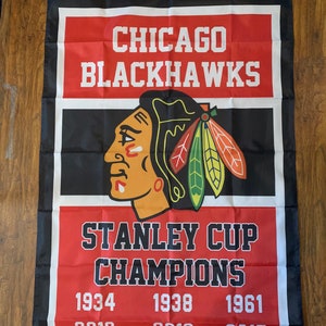 Bandera del campeonato de la Copa Stanley de la NHL de los Chicago Blackhawks