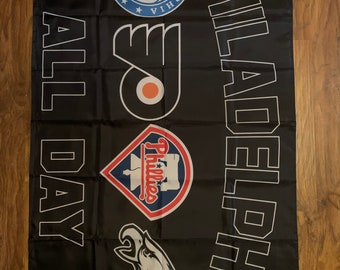 Philadelphia ALL DAY Flag Banner Eagles Phillies 76ers Flyers