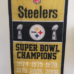Pittsburgh Steelers super bowl championship banner flag