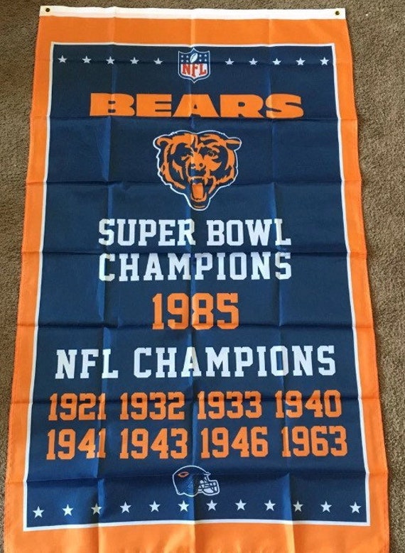 Chicago Bears Super Bowl Championship Banner Flag Etsy