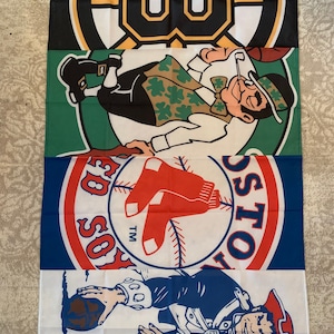 Boston New England Sports Teams Banner Flag Red Sox Bruins Patriots Celtics