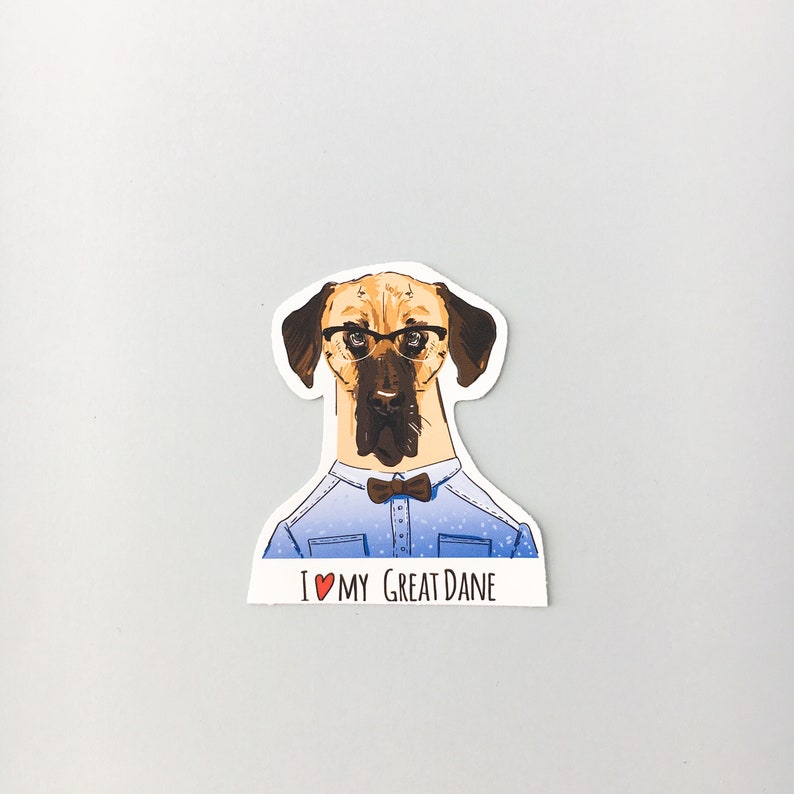Dog Stickers Gifts Bumper Sticker Male /& Female Available Dog lover Stationery Male Great Dane Vinyl