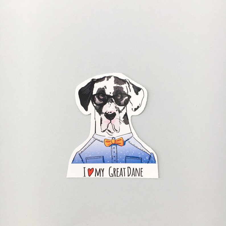 Dog Stickers Gifts Bumper Sticker Male /& Female Available Dog lover Stationery Male Great Dane Vinyl