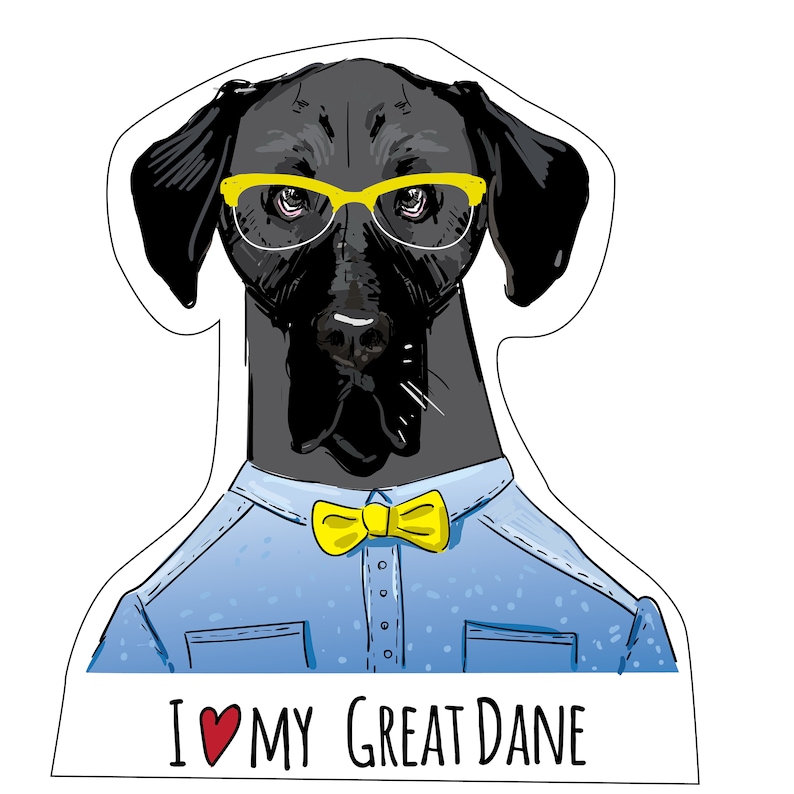 Dog Stickers Gifts Bumper Sticker Male /& Female Available Dog lover Stationery Male Great Dane Vinyl