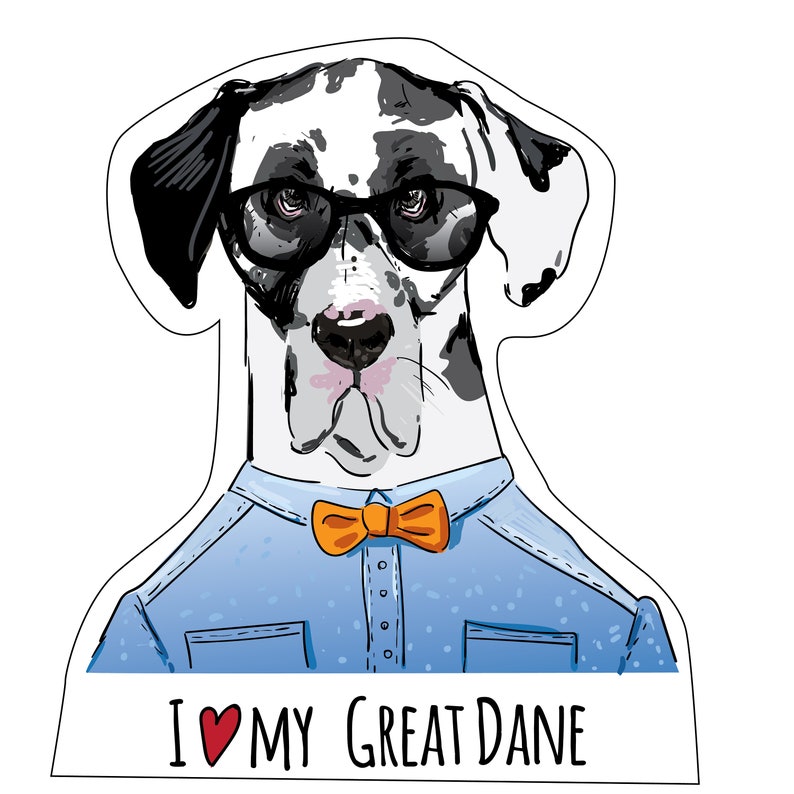 Dog Stickers Gifts Bumper Sticker Male /& Female Available Dog lover Stationery Male Great Dane Vinyl