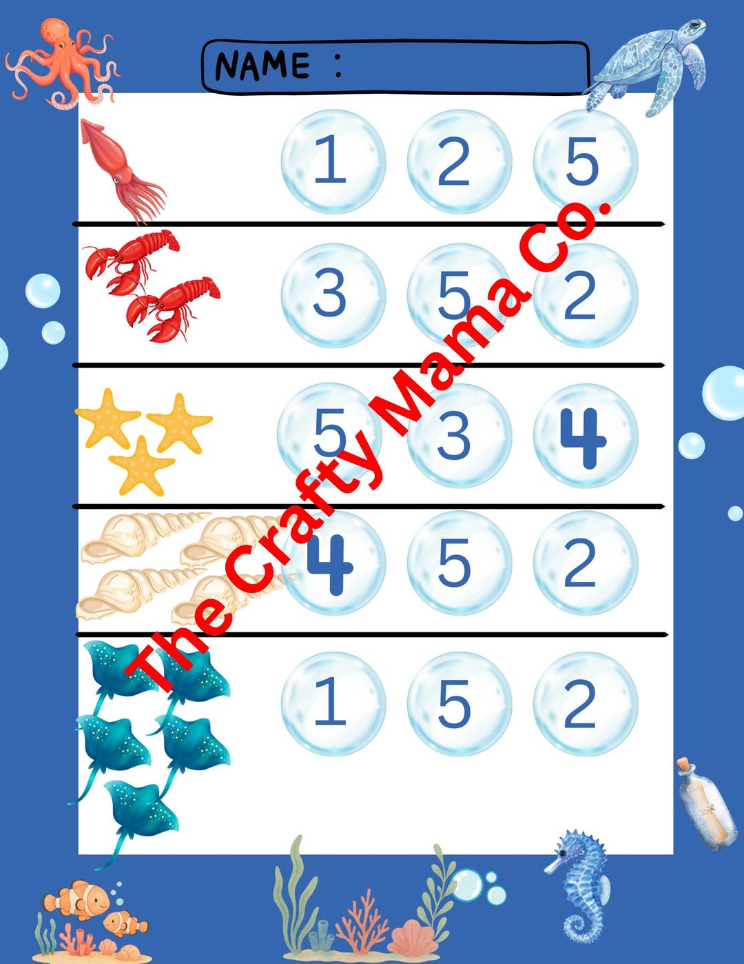 Sea Creature Math Sea Creature-math - Etsy
