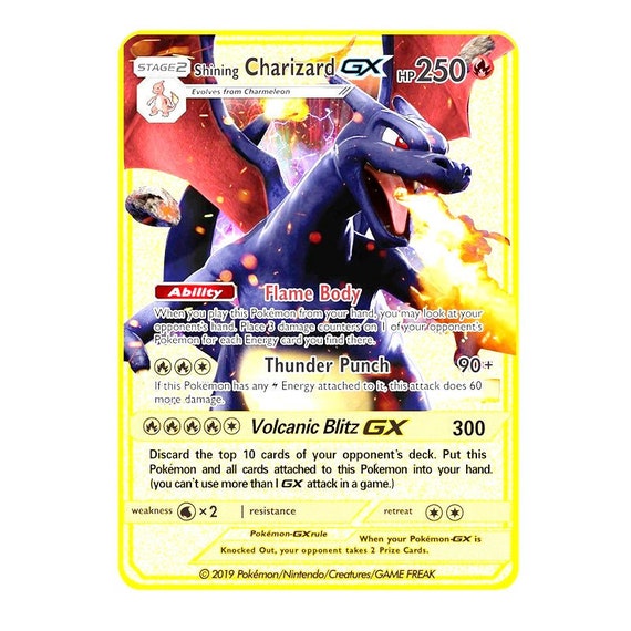 Shining CHARIZARD Gx POKEMON Custom Proxy METAL Gold Card Etsy