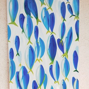 Blue Fishes - large original painting oil on canvas