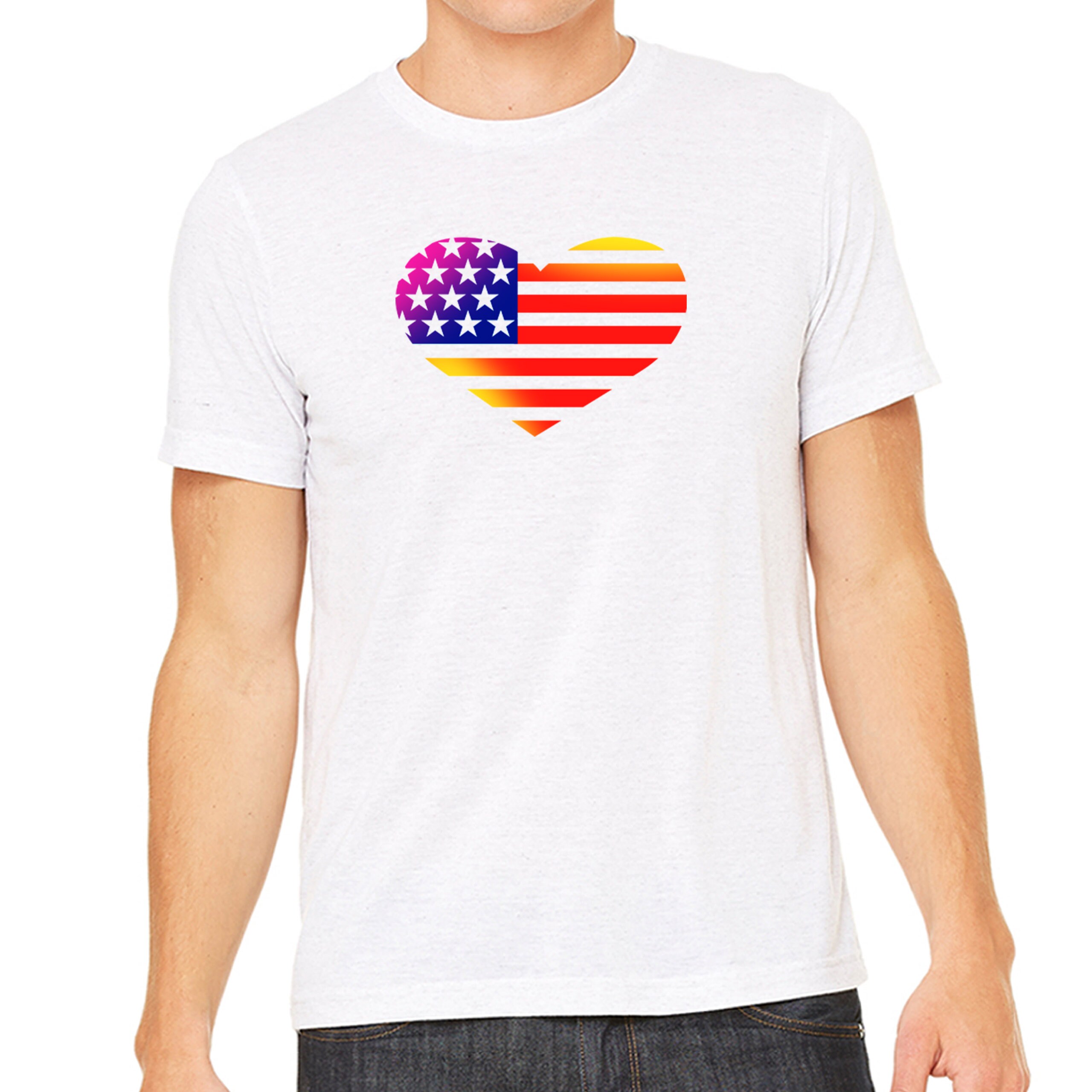 Heart American Flag Rainbow Men's Triblend T-shirt | Etsy