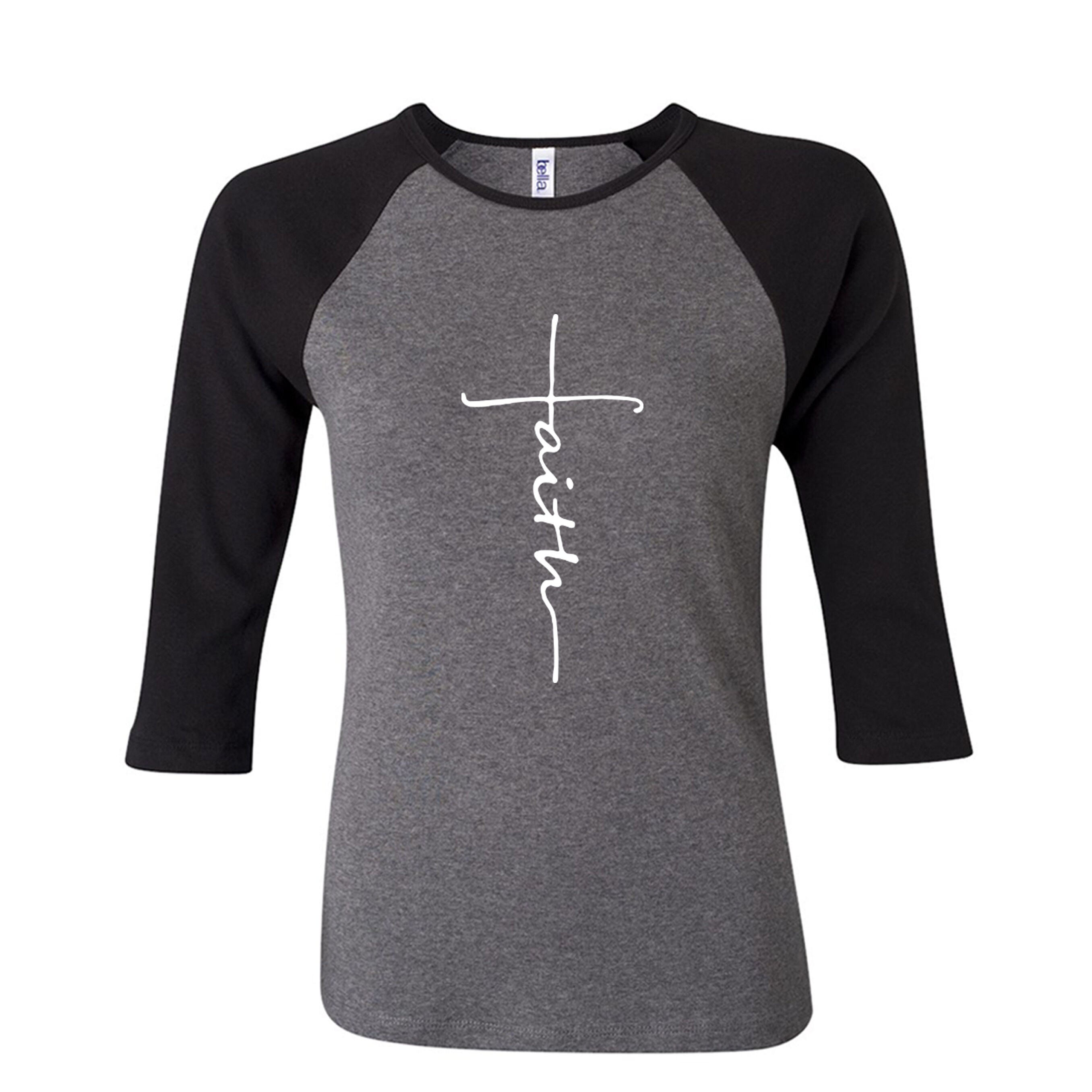Faith Ladies 3/4 Sleeve Raglan TShirt Etsy