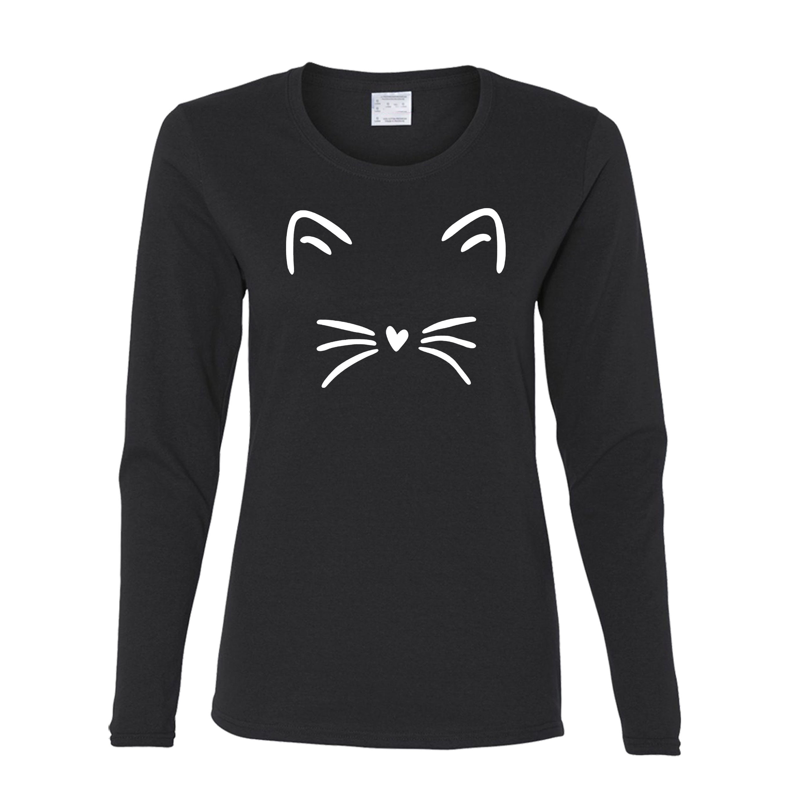 Cute Cat Women's Long Sleeve Tshirt Etsy