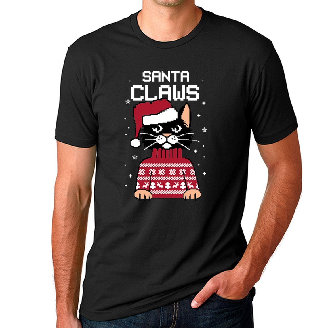 SANTA CLAWS Cat Christmas Unisex Cotton Tshirt Etsy