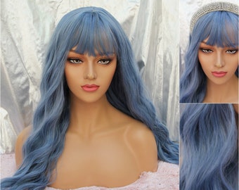 blue wig etsy