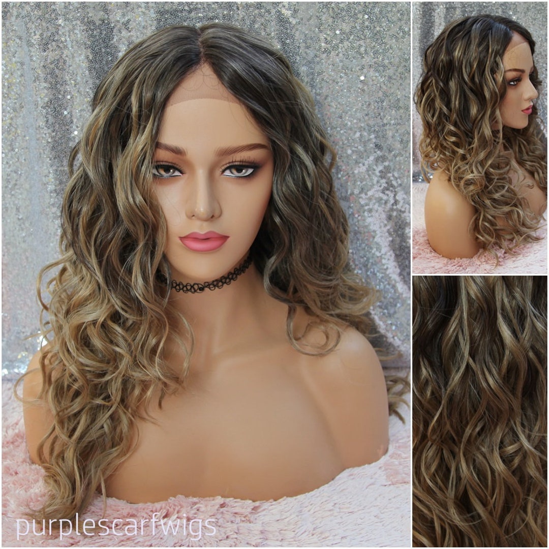 Curly Blond Hair With Highlights Baby Hairs Heat Safe Wavy - Etsy Curly Blond Hair With Highlights Baby Hairs Heat Safe Wavy - Etsy