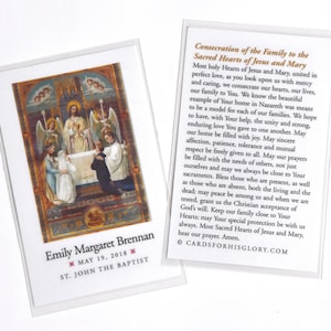 Set of 8, Custom First Communion, 1st Communion, Holy Cards, Laminated, Catholic, Jesus with Little Boy & Girl, Keepsake, Favor, Momento