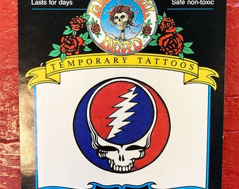 Grateful Dead - 'Steal Your Face' Temporary Tattoo = Psychedelic Body Art = (New Old Stock)