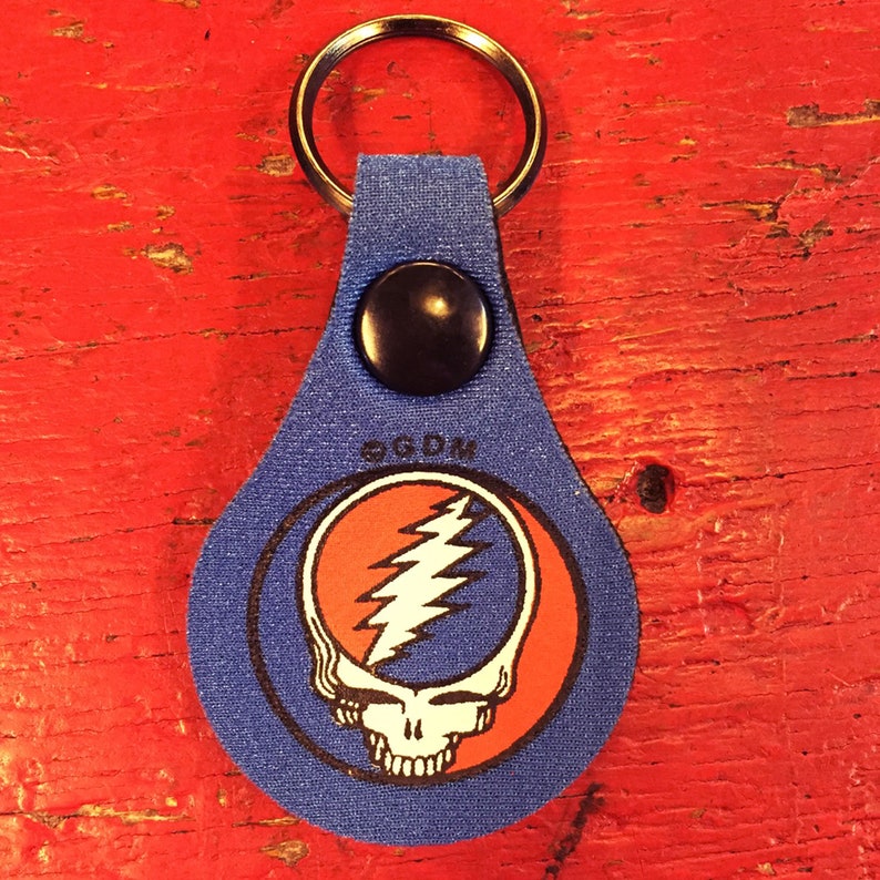 Grateful Dead Steal Your Face + Dancing Bear Croakie New Old Stock Vintage Key Rings = Set of 2 =