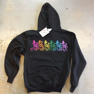 Grateful Dead - Rainbow Bear Dancers Vintage Hoody on black (New Old Stock)