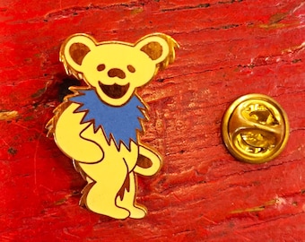 Grateful Dead - Yellow Dancing Bear Gold Metal Vintage Pin (New Old Stock)