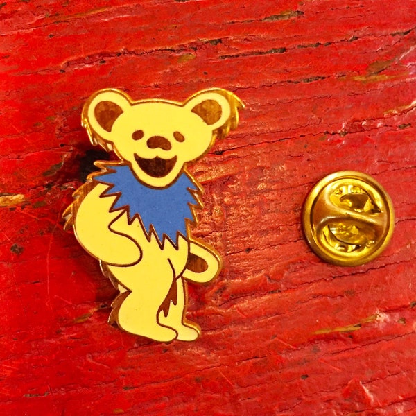 Grateful Dead - gele dansende beer gouden metalen vintage pin (nieuwe oude voorraad)