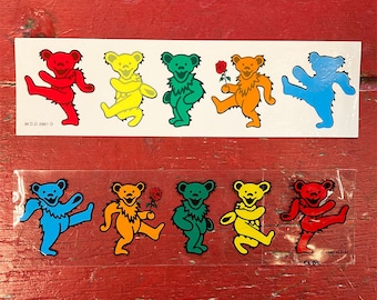 Grateful Dead – „Tanzender Bär mit Rose“ Vintage-Fensteraufkleber (Neuware aus altem Lagerbestand)