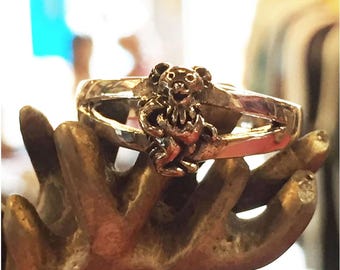 Grateful Dead - Dancing Bear Vintage Silver Ring (Sterling Silver 925) (slim-type)