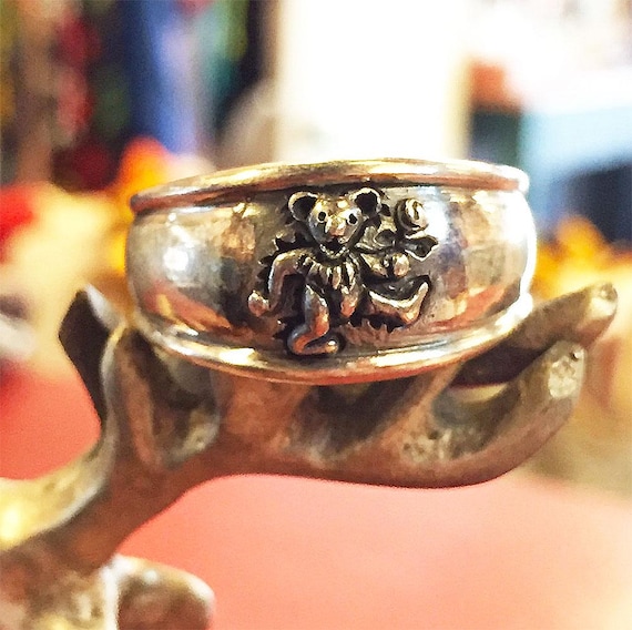 Grateful Dead - 'Dancing Bear' Silver Ring (Sterl… - image 1