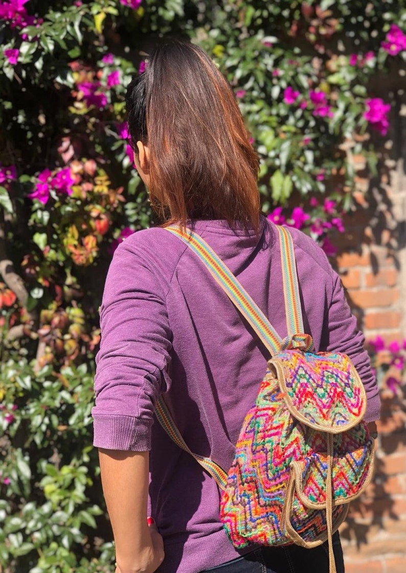 Mexican embroidered backpack sale