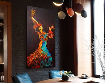Large Flamenco Dancer Painting Original on Canvas, Modern Painting Expressionist Style, Acrylic Painting Wall Art,  Mother's Day Gifts