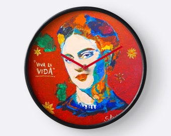 Frida Kahlo, Mexico, Painter. Art, Print, Clock