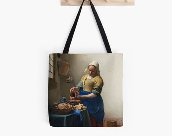 The Milkmaid, Vermeer’s Painting. Art, Print, Tote Bags