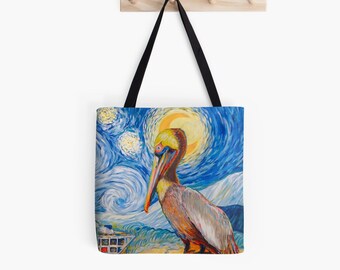 The Starry Night & St. Petelican, St. Pete Pier, The Pelican, St. Petersburg, Florida. Art, Print, Tote Bags, Mother's Day Gifts