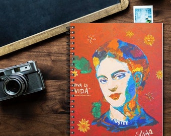Frida in Love. Art, Print, Spiral Notebook. . Best Birthday Gift. Gift Ideas