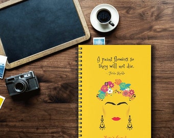 Frida Kahlo, Minimalist. Design, Print, Journal, Spiral Notebook Customized, Mother's Day Gifts