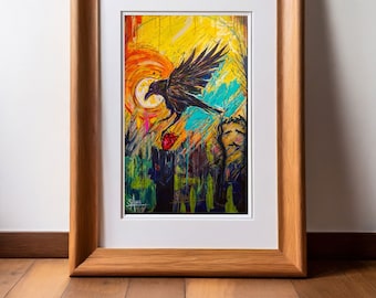 The Raven, El Cuervo, The Crow, Art, Print. Fine Art Paper Print