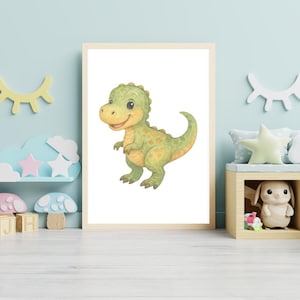 Dinosaur nursery prints, set of 6, dino wall art, digital download, nursery decor, boys room, colorful, cute dinosaurs, dino theme, learning