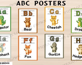 Alphabet Poster Classroom, Alphabet Print, Homeschool ABC Posters, Toddler Preschool, ABC Flash Cards, ABC Posters Classroom, Printable