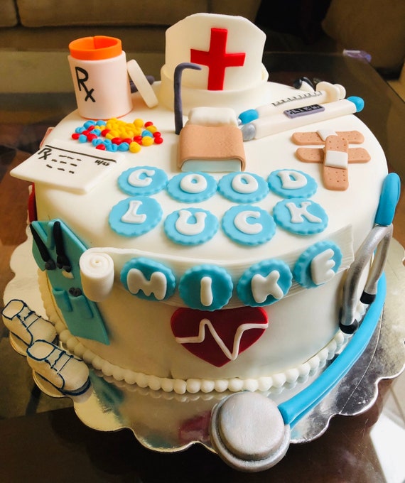 Fondant Nurse Cake Topper Set Doctor Cake Topper Set Nurse Etsy