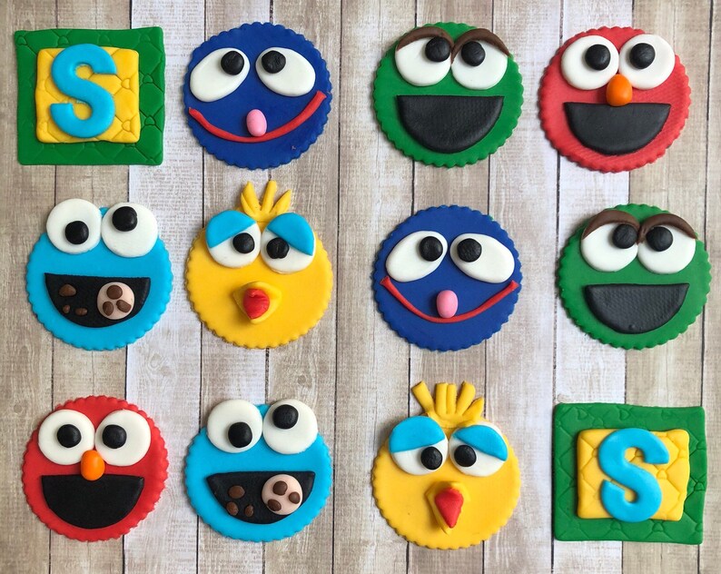 Sesame Street Fondant Toppers Sesame Street Birthday Sesame Etsy