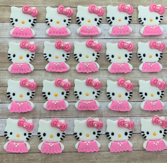 12 Hello Kitty Cupcake Toppers Edible Hello Fondant Hello Etsy